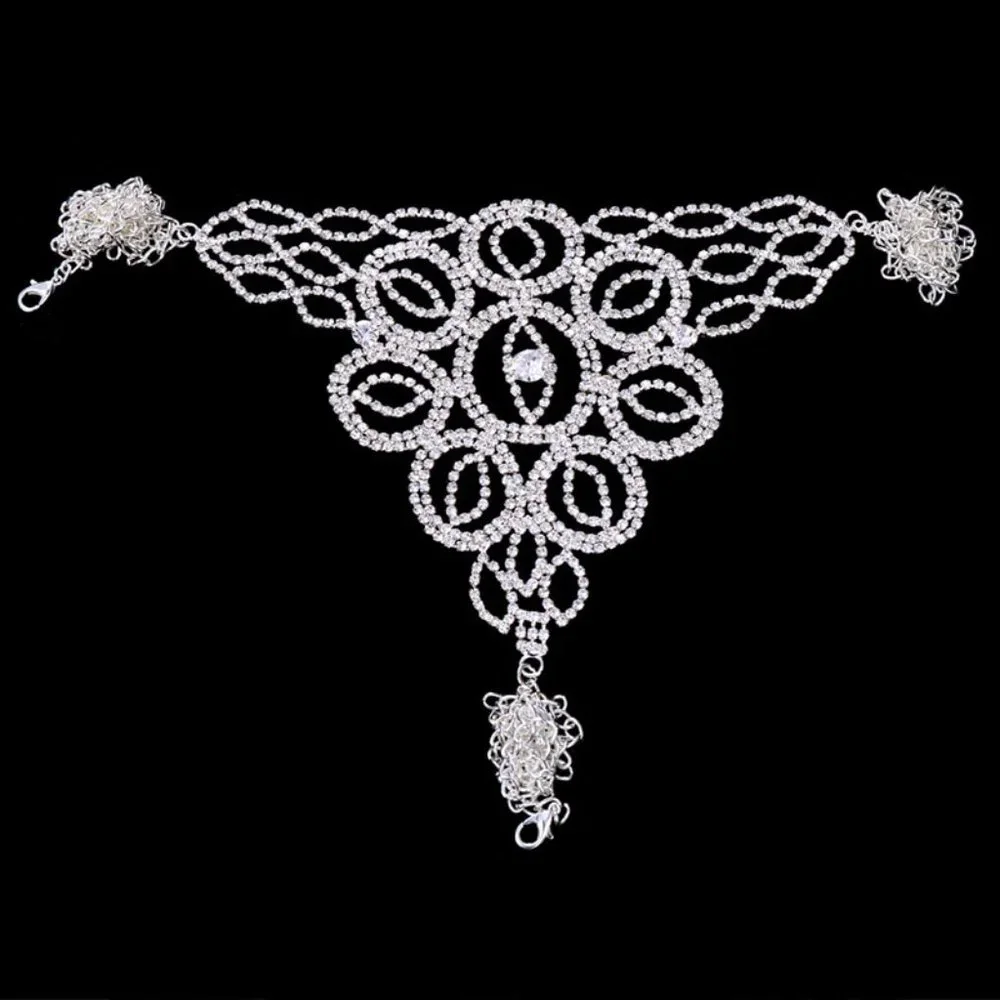 Evil Eye Underwear Set Women Crystal Panties Waist Chain Bra Thong Body Jewelry - Picture 9 of 10